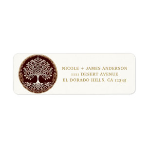 Tree of Life Rustic Dark Red Celtic Wedding Label