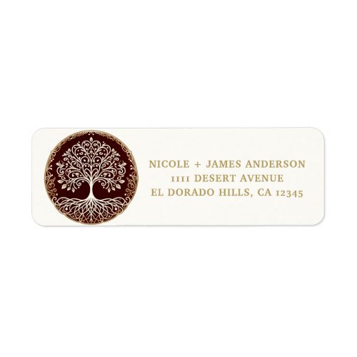 Tree of Life Rustic Dark Red Celtic Wedding Label