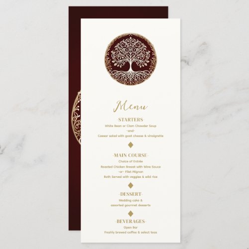 Tree of Life Rustic Dark Red Celtic Wedding Menu