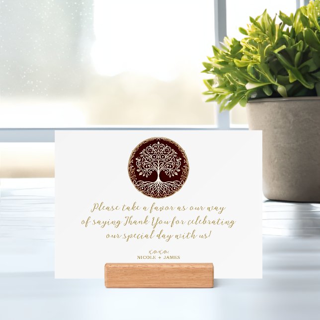 Tree of Life Rustic Dark Red Celtic Wedding Table  Holder (Insitu 1)