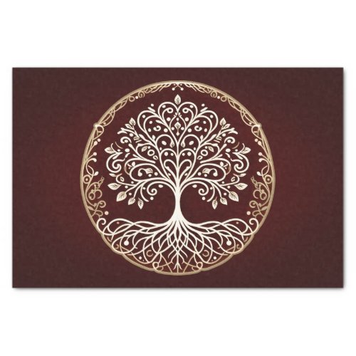 Tree of Life Rustic Dark Red Celtic Wedding Tissue Paper