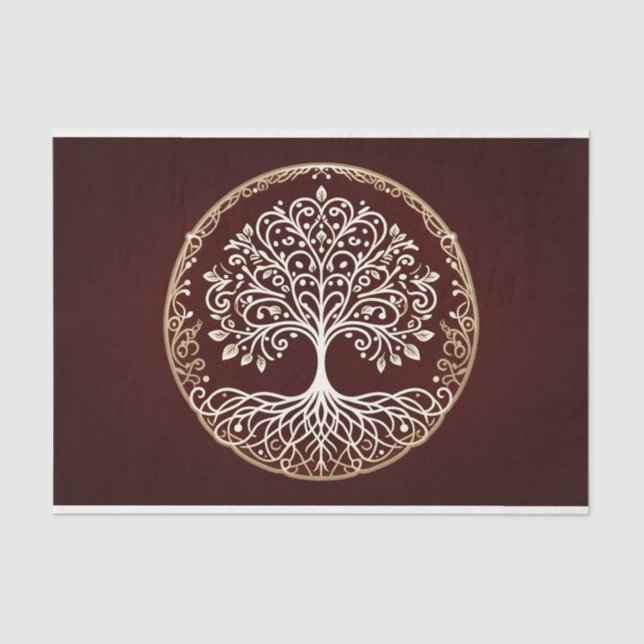 Tree of Life Rustic Dark Red Celtic Wedding Tissue Paper (Front)