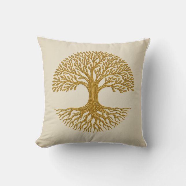 Tree of Life Sacred Geometry Throw Pillow (Front)