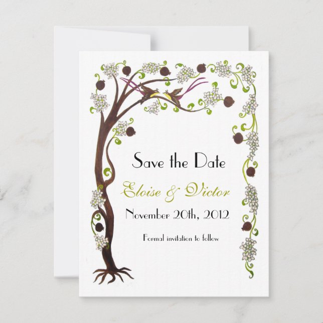 Tree of life Save the Date, vertical Date (Front)