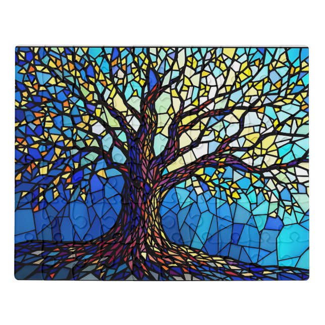 Tree of Life Shattered Glass Mosaic Jigsaw Puzzle (Puzzle Horizontal)