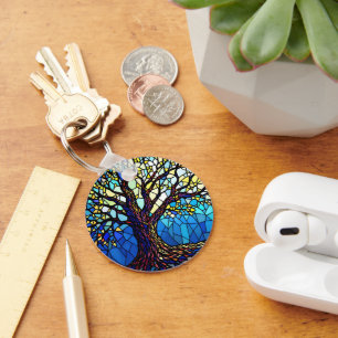 Tree of Life Shattered Glass Mosaic Keychain