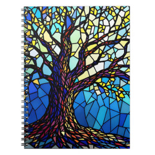 Tree of Life Shattered Glass Mosaic Notebook