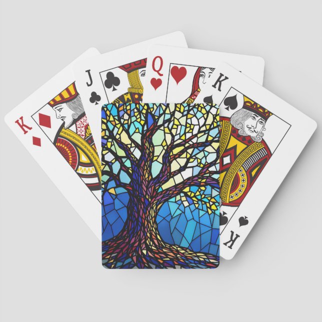 Tree of Life Shattered Glass Mosaic Poker Cards (Back)