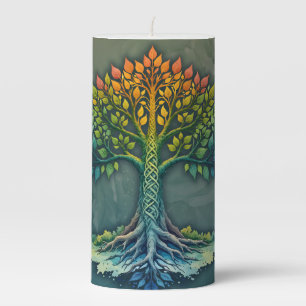 Tree of Life Shifting Dawn  Pillar Candle