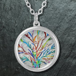 Tree Of Life Silver Plated Necklace<br><div class="desc">This unique necklace is decorated with a colorful tree of life mosaic design.
Original Mosaic © Michele Davies.</div>