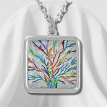 Tree Of Life Silver Plated Necklace<br><div class="desc">This unique necklace is decorated with a colorful tree of life mosaic design.
Original Mosaic © Michele Davies.</div>