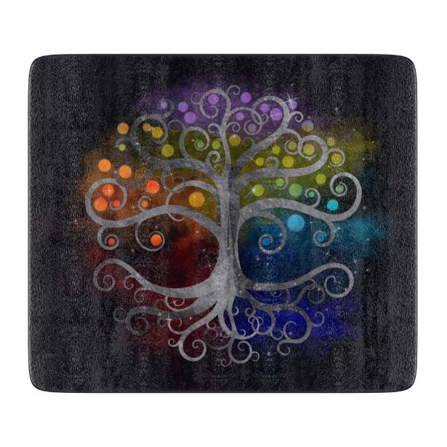 Tree of life Silver Swirl Cutting Board (Front)