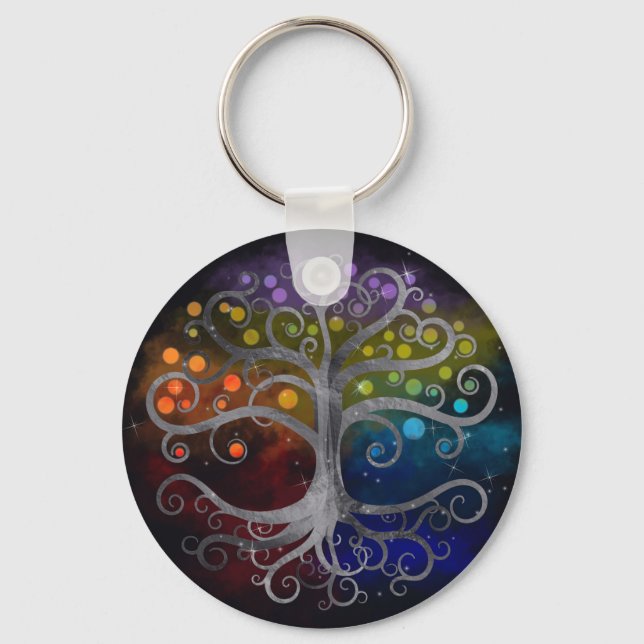 Tree of life Silver Swirl Keychain (Front)