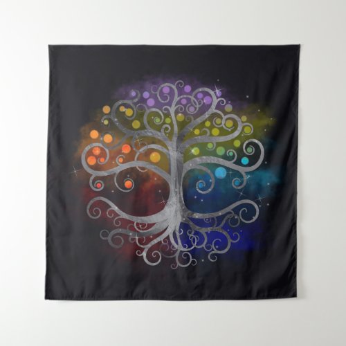 Tree of life Silver Swirl Tapestry