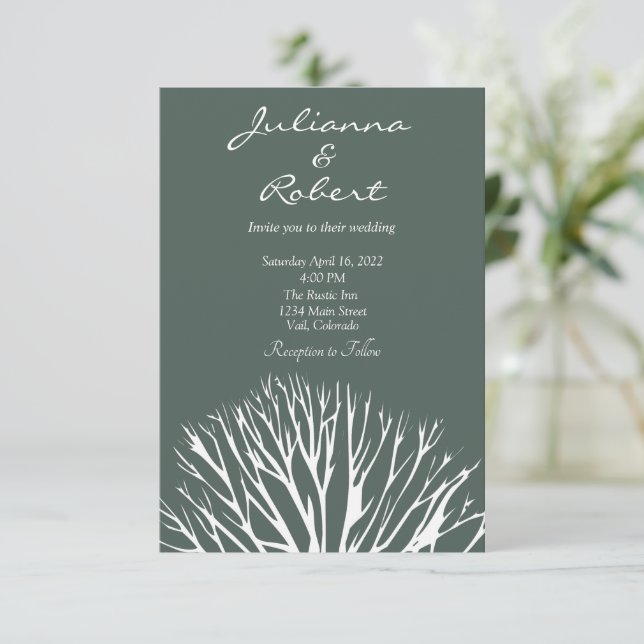 Tree of life simple green earth Wedding Invitation (Standing Front)