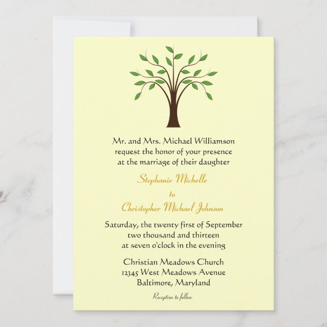 Tree of Life Simple Symbolic Unique Modern Wedding Invitation (Front)