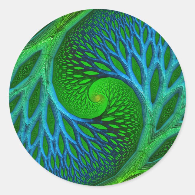 Tree Of Life Spiral Fractal Classic Round Sticker (Front)