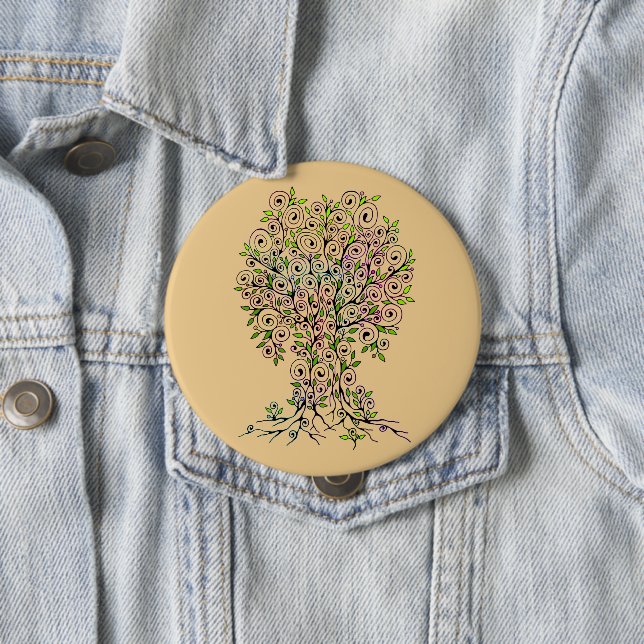 Tree Of Life - Spirals Leaves Fruits 1 Button (In Situ)