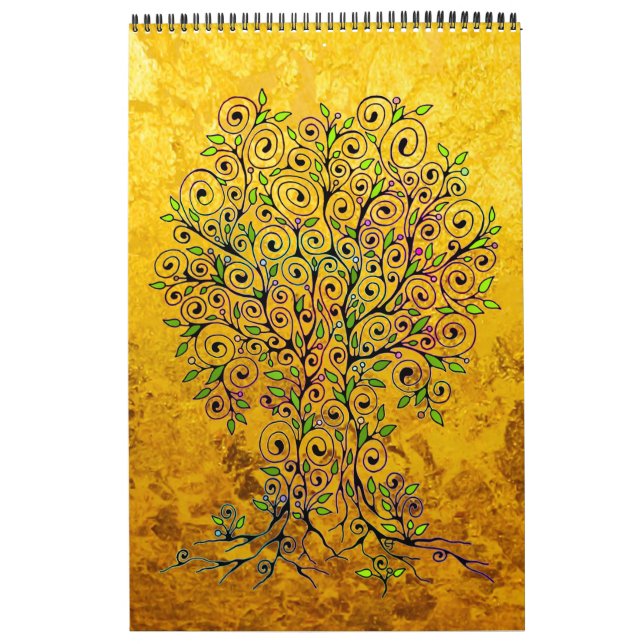 Tree Of Life - Spirals Leaves Fruits 1 Calendar (Cover)