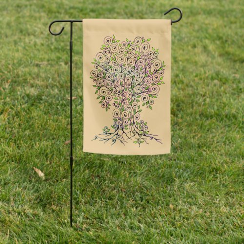 Tree Of Life _ Spirals Leaves Fruits 1 Garden Flag