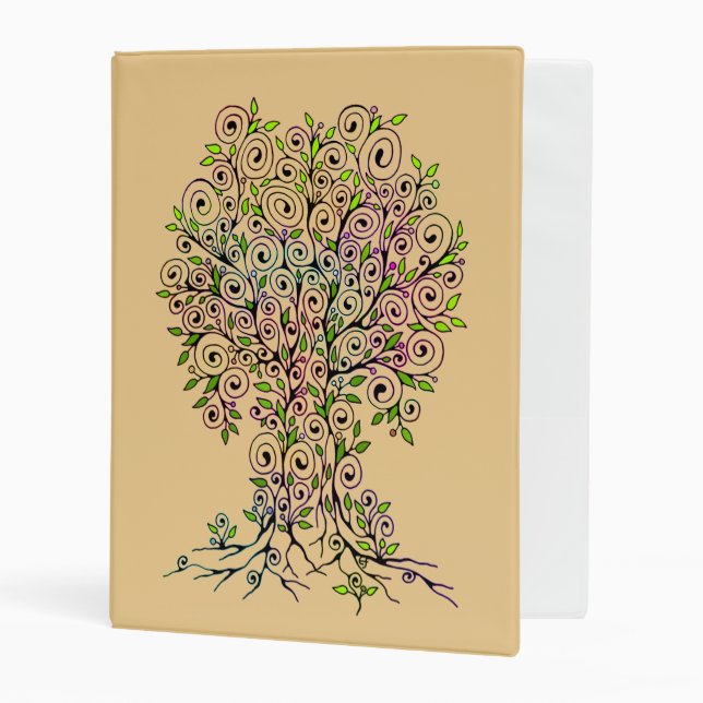 Tree Of Life - Spirals Leaves Fruits 1 Mini Binder (Front/Inside)