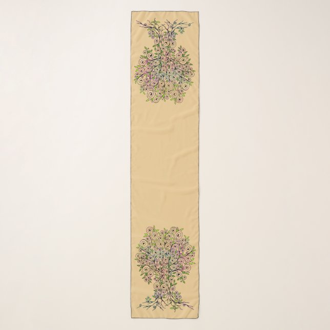 Tree Of Life - Spirals Leaves Fruits 1 Scarf (Front)