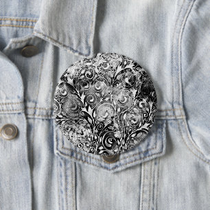 Tree Of Life - Spirals Leaves Grunge Style 1 Button