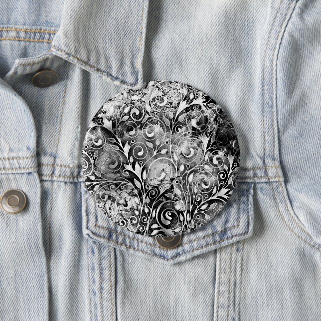 Tree Of Life - Spirals Leaves Grunge Style 1 Button (In Situ)