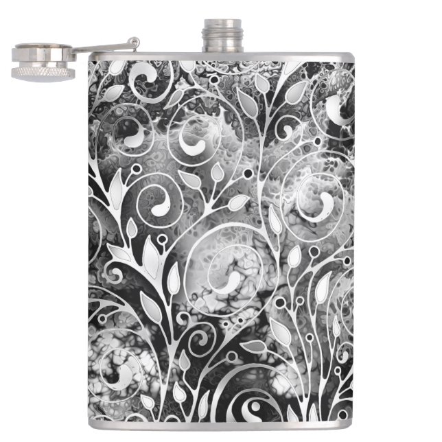 Tree Of Life - Spirals Leaves Grunge Style 1 Flask (Opened)
