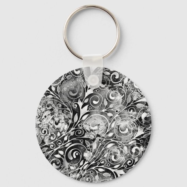 Tree Of Life - Spirals Leaves Grunge Style 1 Keychain (Front)