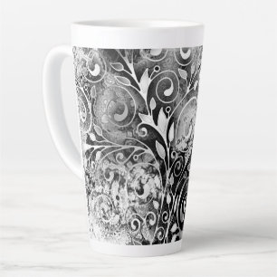 Tree Of Life - Spirals Leaves Grunge Style 1 Latte Mug