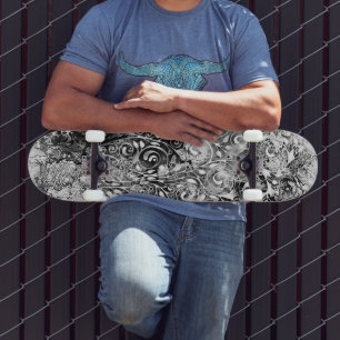 Tree Of Life - Spirals Leaves Grunge Style 1 Skateboard