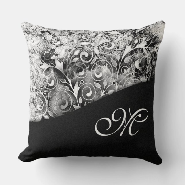 Tree Of Life - Spirals Leaves Grunge Style 1 Throw Pillow (Front)