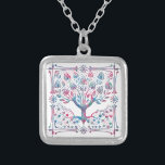 Tree of Life Spiritual Nature Silver Plated Necklace<br><div class="desc">Beautiful tree of life design in blue and pink blended colors.</div>