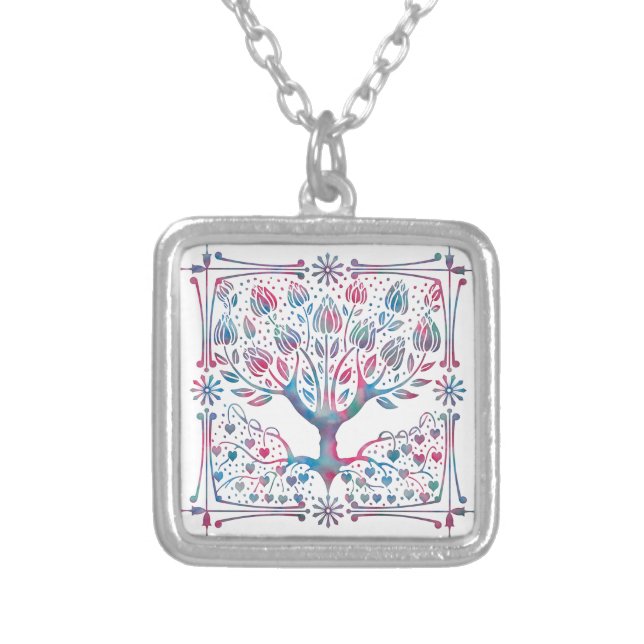Tree of Life Spiritual Nature Silver Plated Necklace (Front)