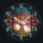 Tree of Life Stained Glass Large Clock<br><div class="desc">A colorful tree of life with a stained glass look.</div>