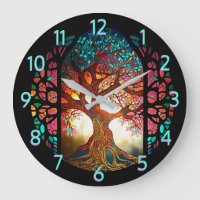 Tree of Life Stained Glass Large Clock