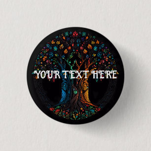 Tree of Life Stained Glass Mosaic Button