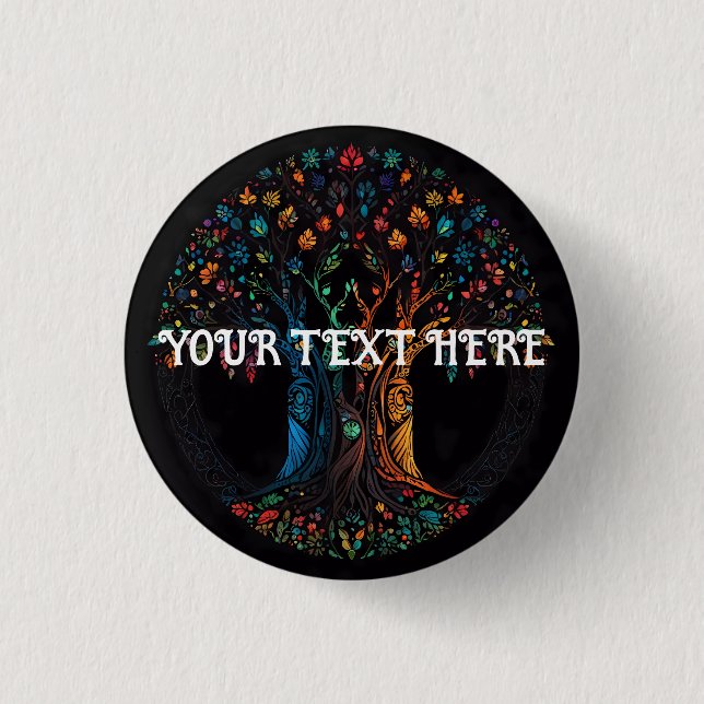 Tree of Life Stained Glass Mosaic  Button (Front)