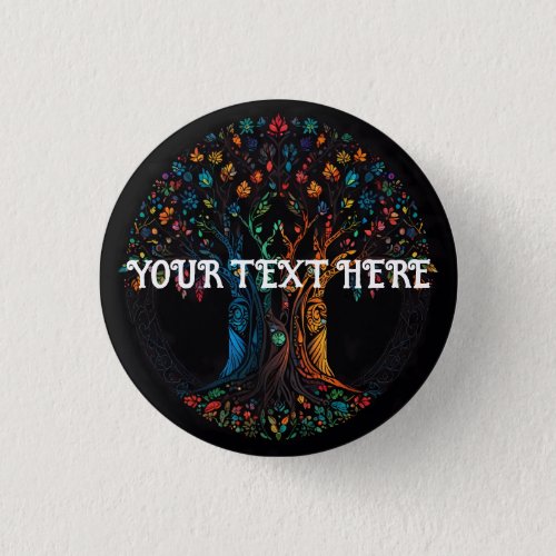 Tree of Life Stained Glass Mosaic  Button