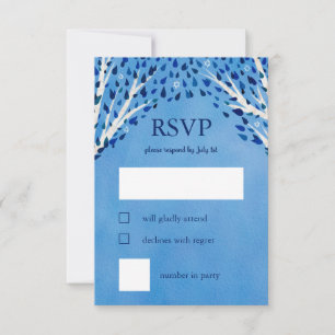 Tree of Life Stars Watercolor Bat Bar Mitzvah RSVP Card