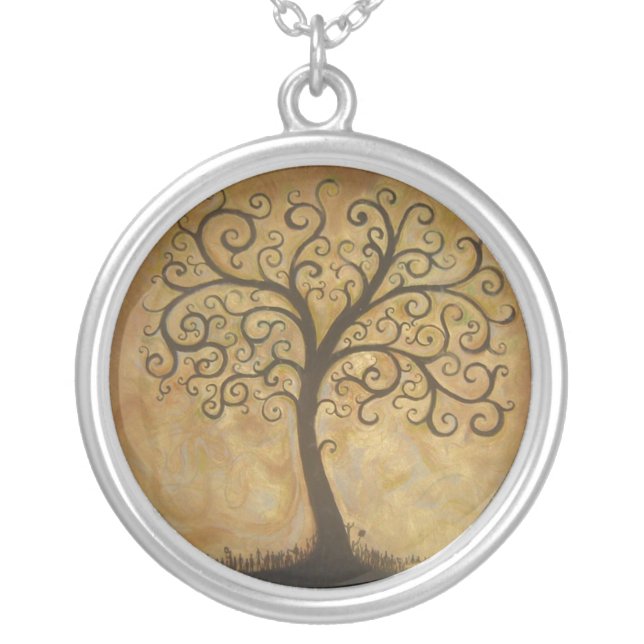 Tree of Life Subtitle Silver Plated Necklace (Front)