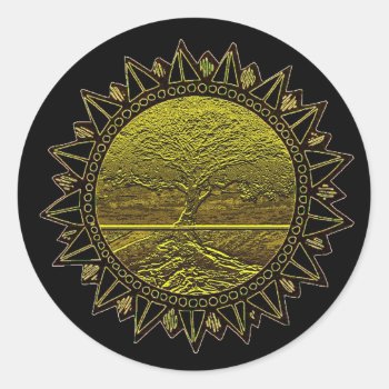 Tree Of Life Sun Salutation Classic Round Sticker by thetreeoflife at Zazzle