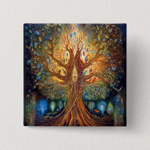 Tree Of Life Surreal Nature Art Button