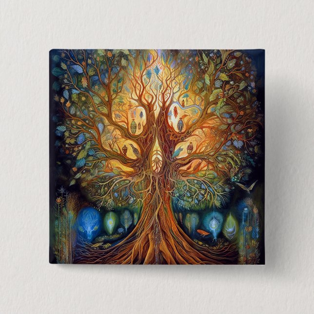 Tree Of Life Surreal Nature Art Button (Front)
