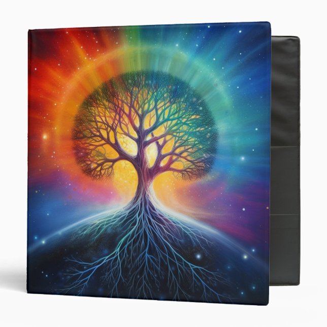 Tree Of Life Surreal Rainbow Art 3 Ring Binder (Front/Inside)
