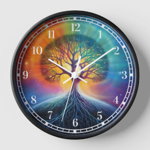 Tree Of Life Surreal Rainbow Art Clock