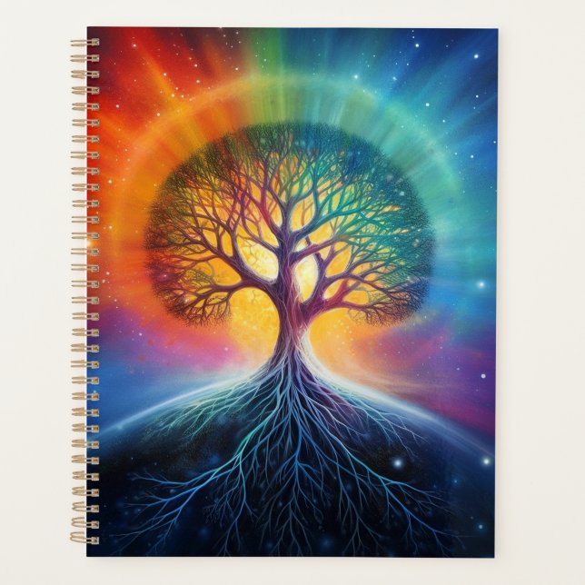 Tree Of Life Surreal Rainbow Art Planner (Front)