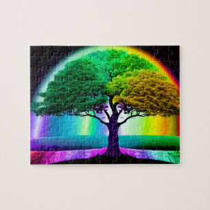 Tree of Life Surrounded by Rainbow Colors Jigsaw Puzzle