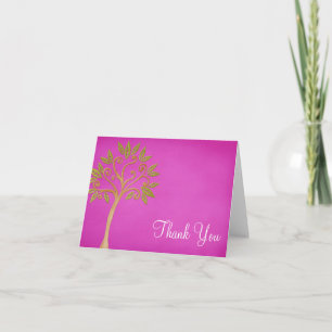 Tree of Life Swirls Pink Thank You Card